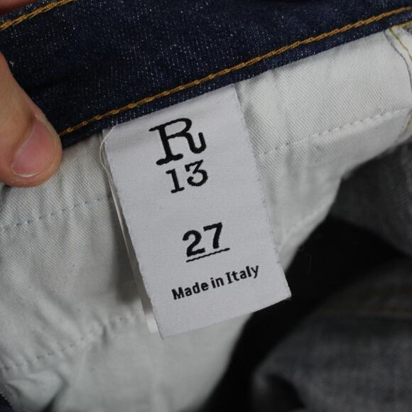 R13 Jeans Womens 27 Blue Biker Boy Howell Indigo Skinny Stretch Made Italy - Picture 6 of 16